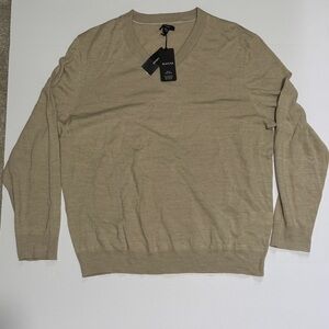Alfani Men's Light Khaki V-Neck Sweater